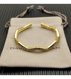 David Yurman Női Zig Zag Stax Mandzsetta Karkötő 18K Sárga Arany Gyémánt 5mm