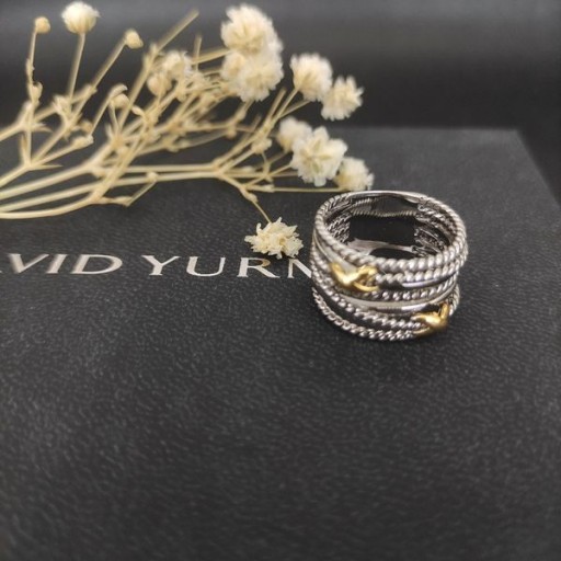 David Yurman Dúbailte X Crossover Fáinne Sterling Silver le 18K Buí Óir 13mm