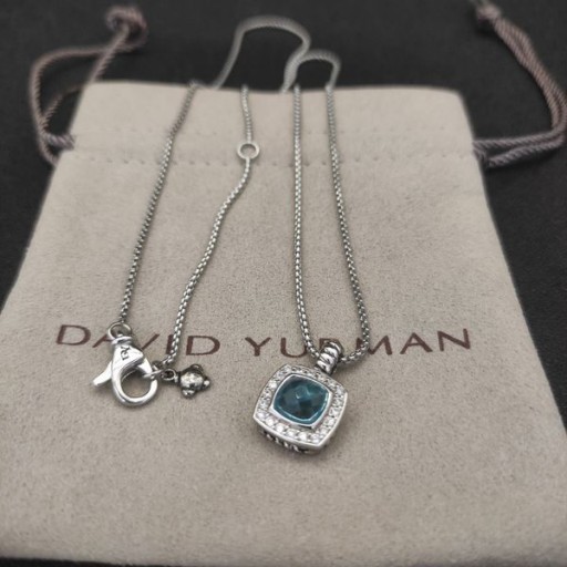 David Yurman Women's Albion Pendant Sterling Silver with Blue Topaz and Diamonds 11mm