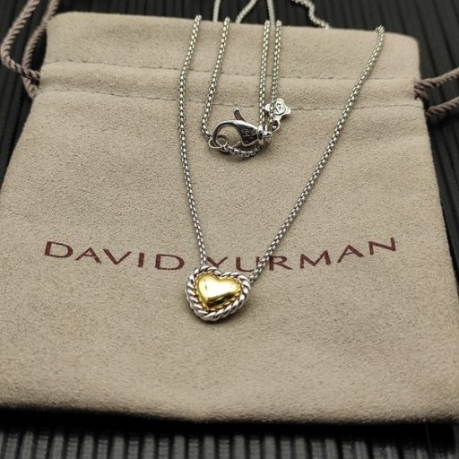 David Yurman Mban Cábla Collectibles Cookie Clasaiceach Pendant Croí Muince Sterling Silver le 18K Buí Óir 8.5 mm