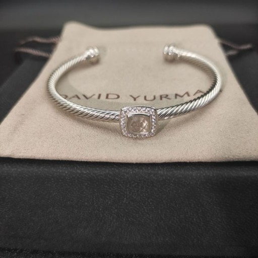 David Yurman Mban Classic Cablespira Stáisiún Bracelet Chufa Sterling Silver Bán le Diamonds 4mm