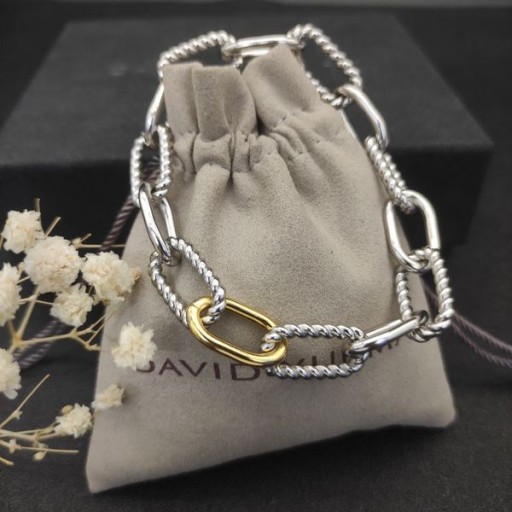David Yurman Mban Madison Bracelet Slabhra Sterling Silver le 18K Buí Óir 8.5 mm