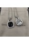 David Yurman Mban Albion Siogairlín Sterling Silver le Dubh Onyx agus Diamonds 15mm