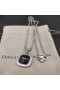 David Yurman Mban Albion Siogairlín Sterling Silver le Dubh Onyx agus Diamonds 15mm