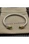 David Yurman Mban Classic Cábla Cuff Bracelet Sterling Silver le 18K Buí Óir Agus an Solas Glas Diamaint 5mm