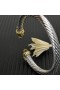 David Yurman Mban Classic Cábla Cuff Bracelet Sterling Silver le 18K Óir Buí Le Diamonds Donn 7mm