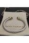 David Yurman Mban Classic Cábla Cuff Bracelet Sterling Silver le 18K Óir Buí Le Diamonds Donn 7mm