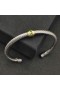 David Yurman Mban Classic Cábla Stáisiún Cuff Bracelet Sterling Silver le 18K Buí Óir agus Diamonds Glas 4mm