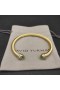 David Yurman Mban Classic Cablespira Cuff Bracelet i 18K Ór Buí le Glas Éadrom Diamonds 5mm
