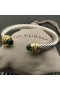 David Yurman Mban Classic Cablespira Cuff Bracelet Sterling Silver le 18K Ór Buí Agus Glas Dorcha Diamonds 7mm