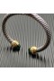 David Yurman Mban Classic Cablespira Cuff Bracelet Sterling Silver le 18K Ór Buí Agus Glas Dorcha Diamonds 7mm