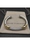 David Yurman Mban Petite Helena Clasaiceach Cábla Stáisiún Cuff Bracelet Sterling Silver le 14K Buí 7mm