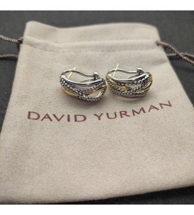 David Yurman Crossover Cluaise Fonsa Sterling Silver le 18K Buí Óir