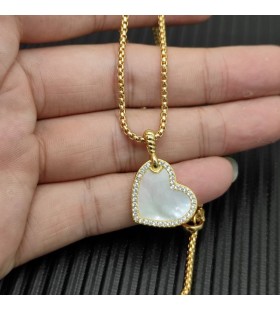 DY Gnéithe Croí Amulet 18K Ór Buí le Máthair de Pearl agus Diamonds