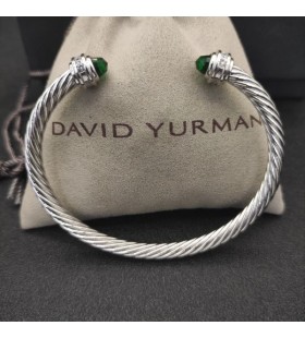 David Yurman Mban Classic Cábla Cuff Bracelet Sterling Silver le Dorcha Glas Diamaint 5mm