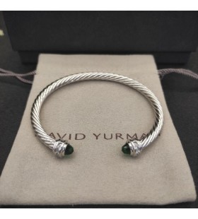 David Yurman Mban Classic Cábla Cuff Bracelet Sterling Silver le Dorcha Glas Diamaint 5mm
