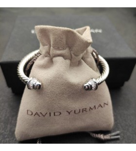 David Yurman Mban Classic Cábla Cuff Bracelet Sterling Silver le Diamonds 5mm