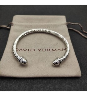 David Yurman Mban Classic Cábla Cuff Bracelet Sterling Silver le Diamonds 5mm