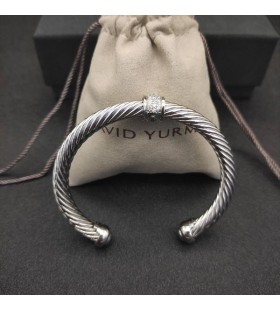 David Yurman Mban Classic Cábla Stáisiún Cuff Bracelet Sterling Silver le Pavé Diamonds 7mm