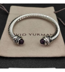 David Yurman Mban Classic Cablespira Cuff Bracelet Sterling Silver le Corcra Diamonds 7mm