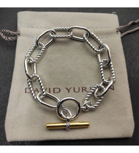David Yurman Mban Madison Scoránaigh Bracelet Sterling Silver le 18K Buí Óir 11mm
