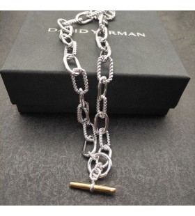 David Yurman Mban Madison Scoránaigh Bracelet Sterling Silver le 18K Buí Óir 11mm