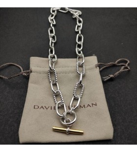 David Yurman Mban Madison Scoránaigh Bracelet Sterling Silver le 18K Buí Óir 11mm