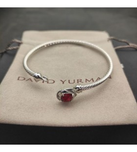 David Yurman Mban Petite Chatelaine Bracelet Bangle Airgid Sterling le Dearg Diamonds 3mm