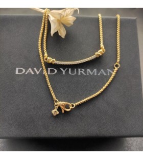 David Yurman Mban Petite Helena Wrap Stáisiún Slabhra Muince, 18K Buí Óir le Diamonds 29mm