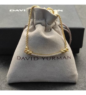 David Yurman Mban Petite Helena Wrap Stáisiún Slabhra Muince, 18K Buí Óir le Diamonds 29mm