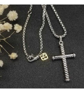 David Yurman Bhfear Cábla Tras Pendant Airgid Sterling 35mm