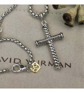 David Yurman Bhfear Cábla Tras Pendant Airgid Sterling 35mm