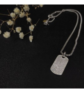 David Yurman Bhfear Chevron Tag Pendant Airgid Sterling le Diamonds 35mm