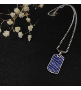 David Yurman Bhfear Chevron Tag Pendant Airgid Sterling le Sapphires 35mm