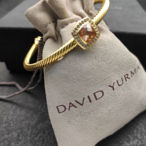 David Yurman Donne del Cavo di Bracciale a fascia in Oro Giallo 18K Champagne Diamond 4mm