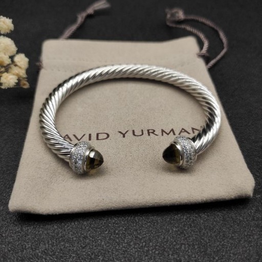 David Yurman Donne Classico Cavo di Bracciale a fascia in Argento con Diamanti Brown e Pavé di Diamanti 7mm