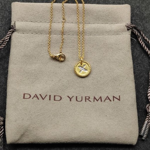 David Yurman Donne Iniziale di Fascino Collana in Oro Giallo 18 carati con Diamante X