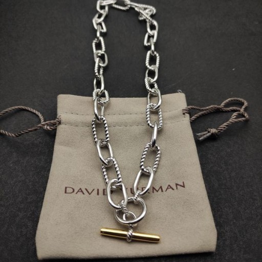 David Yurman Donna Madison Toggle Collana a Catena in Argento Sterling, Oro Giallo 18 carati 11mm