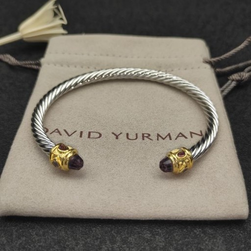David Yurman Donne del Rinascimento Cablespira Bracciale Braccialetto in Argento Sterling con 18K Oro Giallo e Ametista 5mm
