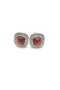 David Yurman Albion Stud Orecchini in Argento con Cristallo Rosso e Diamanti 7mm