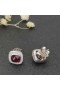 David Yurman Albion Stud Orecchini in Argento con Cristallo Rosso e Diamanti 7mm