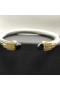 David Yurman Donne Classico Cavo di Bracciale Braccialetto in Argento Sterling, Oro Giallo 18 carati Con Diamanti Neri 7mm