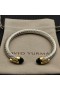 David Yurman Donne Classico Cavo di Bracciale Braccialetto in Argento Sterling, Oro Giallo 18 carati Con Diamanti Neri 7mm