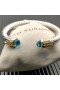 David Yurman Donne Classico Cavo di Bracciale Braccialetto in Argento Sterling, Oro Giallo 18 carati Con Diamanti Blu 7mm