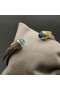 David Yurman Donne Classico Cavo di Bracciale Braccialetto in Argento Sterling, Oro Giallo 18 carati Con Diamanti Blu 7mm