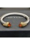 David Yurman Donne Classico Cavo di Bracciale a fascia in Argento con Oro Giallo 18K Champagne Con Diamanti 7mm