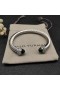 David Yurman Donne Classico Cavo di Bracciale a fascia in Argento con Pavé di Smeraldi e Diamanti 7mm