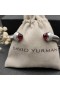 David Yurman Donne Classico Cavo di Bracciale a fascia in Argento con Granato e Pavé di Diamanti 7mm