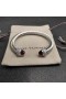 David Yurman Donne Classico Cavo di Bracciale a fascia in Argento con Granato e Pavé di Diamanti 7mm