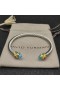 David Yurman Donne del Rinascimento Cablespira Bracciale Braccialetto in Argento Sterling con 18K Oro Giallo e Topazio Blu 5mm